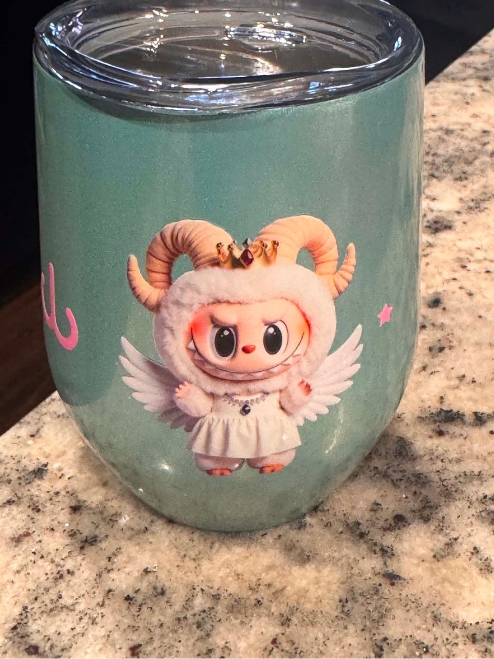 Labubu Mint Green Cute Ram Angel Stemless Tumbler NEW IN BOX